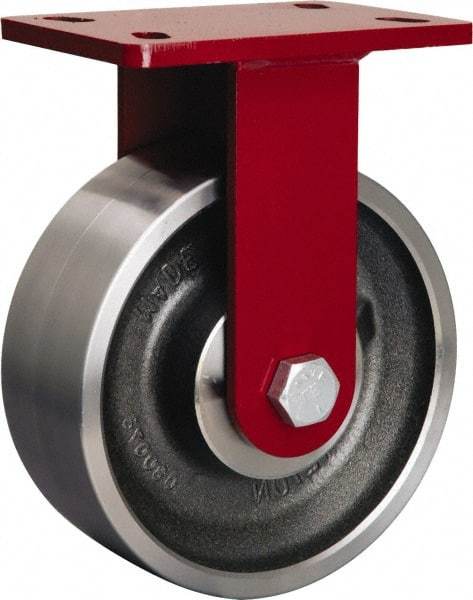 Hamilton - 8" Diam x 3" Wide x 10-1/4" OAH Top Plate Mount Rigid Caster - Forged Steel, 2,200 Lb Capacity, Tapered Roller Bearing, 5 x 7" Plate - Makers Industrial Supply