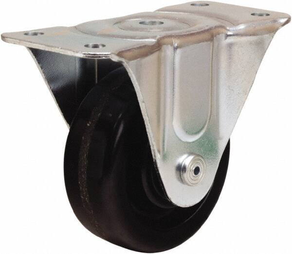 Hamilton - 4" Diam x 1-1/2" Wide x 5" OAH Top Plate Mount Rigid Caster - Phenolic, 375 Lb Capacity, Straight Roller Bearing, 3 x 6-3/16" Plate - Makers Industrial Supply