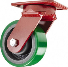 Hamilton - 5" Diam x 2" Wide x 6-1/2" OAH Top Plate Mount Swivel Caster - Polyurethane, 1,050 Lb Capacity, Sealed Precision Ball Bearing, 4 x 5" Plate - Makers Industrial Supply