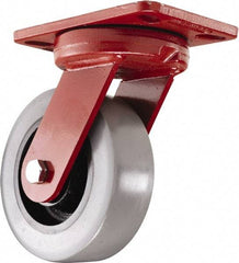 Hamilton - 6" Diam x 2" Wide x 7-3/4" OAH Top Plate Mount Swivel Caster - Polyurethane, 1,620 Lb Capacity, Sealed Precision Ball Bearing, 4-1/2 x 6-1/2" Plate - Makers Industrial Supply