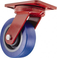 Hamilton - 6" Diam x 2" Wide x 7-3/4" OAH Top Plate Mount Swivel Caster - Polyurethane, 1,300 Lb Capacity, Sealed Precision Ball Bearing, 4-1/2 x 6-1/2" Plate - Makers Industrial Supply