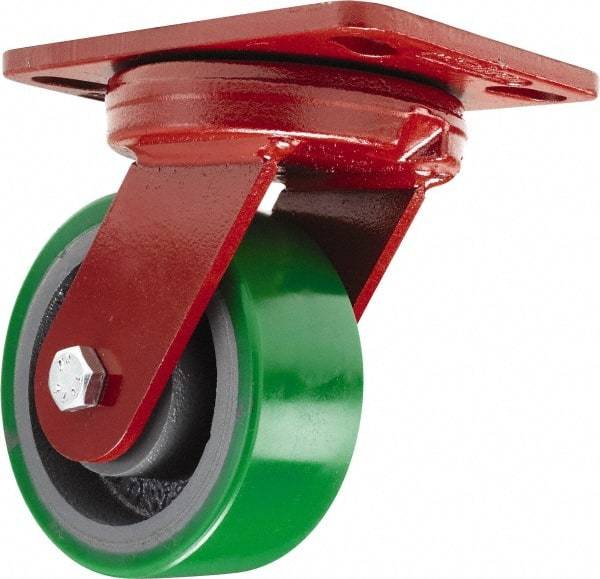 Hamilton - 5" Diam x 2" Wide x 6-3/4" OAH Top Plate Mount Swivel Caster - Polyurethane, 1,050 Lb Capacity, Sealed Precision Ball Bearing, 4-1/2 x 6-1/2" Plate - Makers Industrial Supply