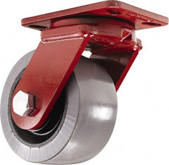 Hamilton - 6" Diam x 3" Wide x 7-1/2" OAH Top Plate Mount Swivel Caster - Polyurethane, 3,000 Lb Capacity, Sealed Precision Ball Bearing, 4-1/2 x 6-1/2" Plate - Makers Industrial Supply