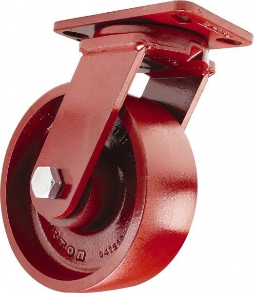 Hamilton - 10" Diam x 3" Wide x 11-1/2" OAH Top Plate Mount Swivel Caster - Cast Iron, 2,600 Lb Capacity, Sealed Precision Ball Bearing, 4-1/2 x 6-1/2" Plate - Makers Industrial Supply