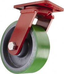 Hamilton - 10" Diam x 3" Wide x 11-1/2" OAH Top Plate Mount Swivel Caster - Polyurethane, 3,000 Lb Capacity, Sealed Precision Ball Bearing, 4-1/2 x 6-1/2" Plate - Makers Industrial Supply