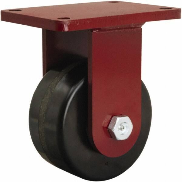 Hamilton - 6" Diam x 3" Wide x 8-1/2" OAH Top Plate Mount Rigid Caster - Phenolic, 2,000 Lb Capacity, Tapered Roller Bearing, 5-1/2 x 7-1/2" Plate - Makers Industrial Supply