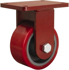 Hamilton - 6" Diam x 3" Wide x 8-1/2" OAH Top Plate Mount Rigid Caster - Polyurethane Mold on Forged Steel, 2,600 Lb Capacity, Sealed Precision Ball Bearing, 5-1/2 x 7-1/2" Plate - Makers Industrial Supply