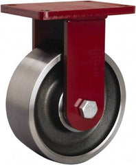 Hamilton - 8" Diam x 3" Wide x 10-1/2" OAH Top Plate Mount Rigid Caster - Forged Steel, 4,000 Lb Capacity, Tapered Roller Bearing, 5-1/2 x 7-1/2" Plate - Makers Industrial Supply