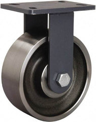 Hamilton - 8" Diam x 3" Wide x 10-1/4" OAH Top Plate Mount Rigid Caster - Forged Steel, 2,400 Lb Capacity, Tapered Roller Bearing, 5 x 7" Plate - Makers Industrial Supply