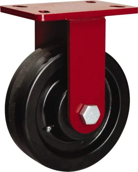 Hamilton - 8" Diam x 2-1/2" Wide x 10-1/8" OAH Top Plate Mount Rigid Caster - Phenolic, 2,000 Lb Capacity, Straight Roller Bearing, 5 x 7" Plate - Makers Industrial Supply