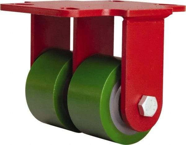 Hamilton - 3-1/4" Diam x 2" Wide x 5-1/4" OAH Top Plate Mount Rigid Caster - Polyurethane Mold onto Cast Iron Center, 1,150 Lb Capacity, Straight Roller Bearing, 4-1/2 x 6-1/2" Plate - Makers Industrial Supply