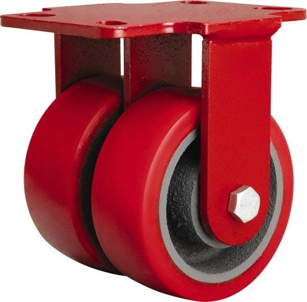 Hamilton - 5" Diam x 2" Wide x 6-3/4" OAH Top Plate Mount Rigid Caster - Polyurethane Mold onto Cast Iron Center, 2,500 Lb Capacity, Sealed Precision Ball Bearing, 4-1/2 x 6-1/2" Plate - Makers Industrial Supply