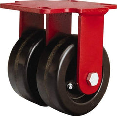 Hamilton - 5" Diam x 2" Wide x 6-3/4" OAH Top Plate Mount Rigid Caster - Phenolic, 2,000 Lb Capacity, Straight Roller Bearing, 4-1/2 x 6-1/2" Plate - Makers Industrial Supply