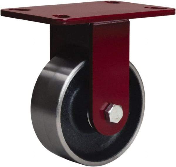 Hamilton - 5" Diam x 2" Wide x 6-3/4" OAH Top Plate Mount Rigid Caster - Forged Steel, 1,500 Lb Capacity, Tapered Roller Bearing, 4-1/2 x 6-1/2" Plate - Makers Industrial Supply