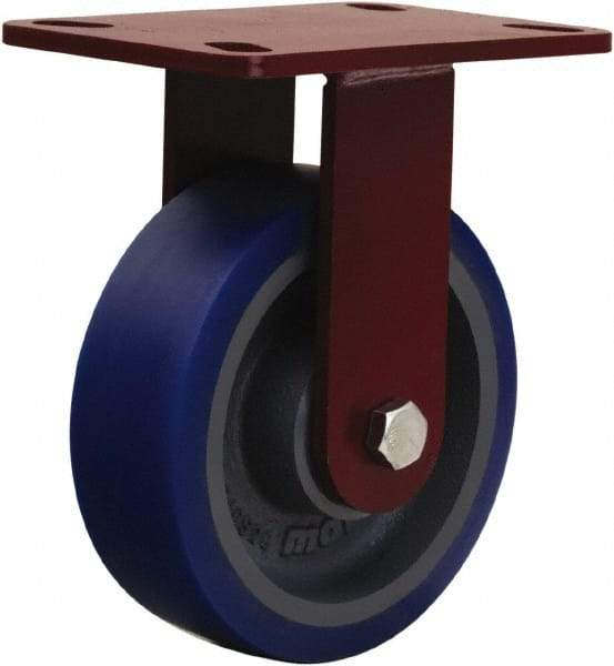 Hamilton - 6" Diam x 2" Wide x 7-3/4" OAH Top Plate Mount Rigid Caster - Polyurethane, 1,600 Lb Capacity, Sealed Precision Ball Bearing, 4-1/2 x 6-1/2" Plate - Makers Industrial Supply