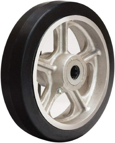 Hamilton - 8 Inch Diameter x 2 Inch Wide, Rubber on Cast Iron Caster Wheel - 500 Lb. Capacity, 2-1/4 Inch Hub Length, 3/4 Inch Axle Diameter, Straight Roller Bearing - Makers Industrial Supply