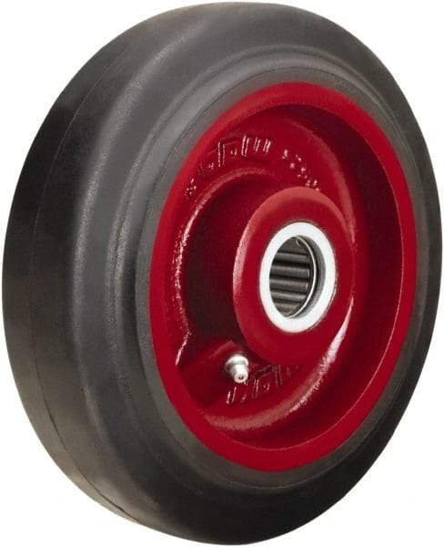 Hamilton - 7 Inch Diameter x 2 Inch Wide, Rubber on Cast Iron Caster Wheel - 450 Lb. Capacity, 2-1/4 Inch Hub Length, 1-3/16 Inch Axle Diameter, Plain Bore Bearing - Makers Industrial Supply