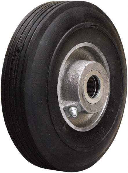 Hamilton - 6 Inch Diameter x 2 Inch Wide, Rubber on Aluminum Caster Wheel - 300 Lb. Capacity, 2-1/4 Inch Hub Length, 5/8 Inch Axle Diameter, Straight Roller Bearing - Makers Industrial Supply