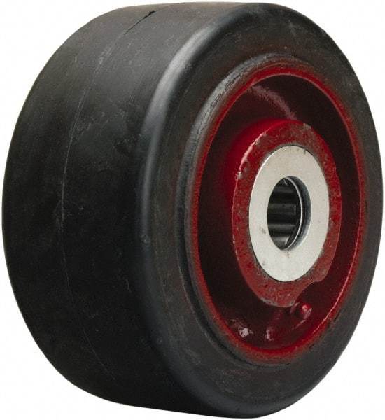 Hamilton - 6 Inch Diameter x 3 Inch Wide, Rubber on Cast Iron Caster Wheel - 680 Lb. Capacity, 3-1/4 Inch Hub Length, 1-1/4 Inch Axle Diameter, Straight Roller Bearing - Makers Industrial Supply