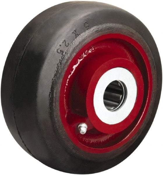 Hamilton - 6 Inch Diameter x 2-1/2 Inch Wide, Rubber on Cast Iron Caster Wheel - 540 Lb. Capacity, 3-1/4 Inch Hub Length, 1-1/4 Inch Axle Diameter, Straight Roller Bearing - Makers Industrial Supply