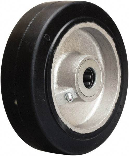 Hamilton - 6 Inch Diameter x 2 Inch Wide, Rubber on Aluminum Caster Wheel - 410 Lb. Capacity, 2-1/4 Inch Hub Length, 7/8 Inch Axle Diameter, Straight Roller Bearing - Makers Industrial Supply