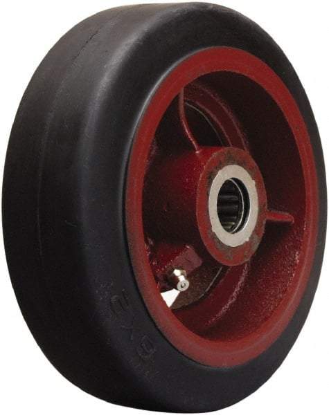 Hamilton - 6 Inch Diameter x 2 Inch Wide, Rubber on Cast Iron Caster Wheel - 410 Lb. Capacity, 2-1/4 Inch Hub Length, 7/8 Inch Axle Diameter, Straight Roller Bearing - Makers Industrial Supply