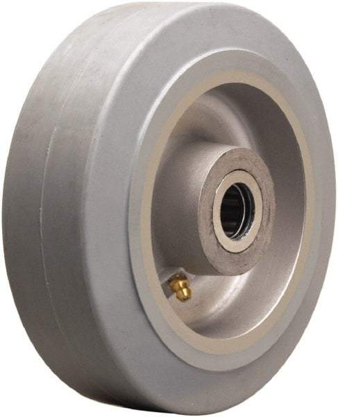 Hamilton - 6 Inch Diameter x 2 Inch Wide, Rubber on Aluminum Caster Wheel - 410 Lb. Capacity, 2-1/4 Inch Hub Length, 1/2 Inch Axle Diameter, Straight Roller Bearing - Makers Industrial Supply