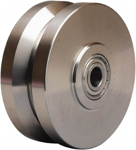 Hamilton - 5 Inch Diameter x 2 Inch Wide, Stainless Steel Caster Wheel - 900 Lb. Capacity, 2-1/4 Inch Hub Length, 3/4 Inch Axle Diameter, Plain Bore Bearing - Makers Industrial Supply