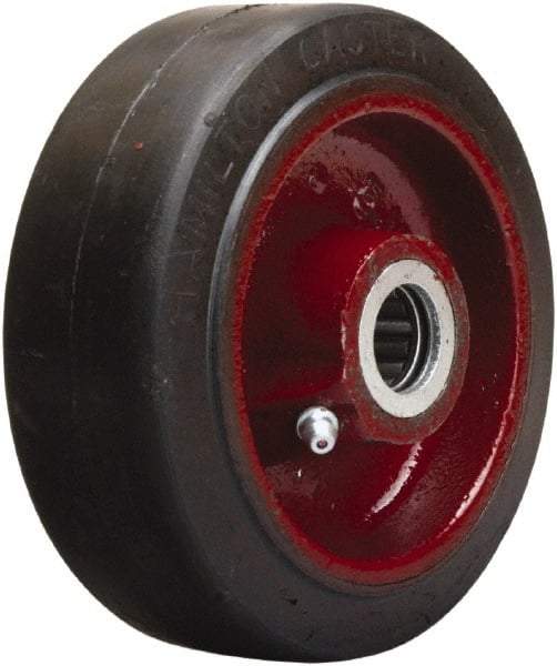 Hamilton - 5 Inch Diameter x 2 Inch Wide, Rubber on Cast Iron Caster Wheel - 350 Lb. Capacity, 2-1/4 Inch Hub Length, 1-3/16 Inch Axle Diameter, Plain Bore Bearing - Makers Industrial Supply