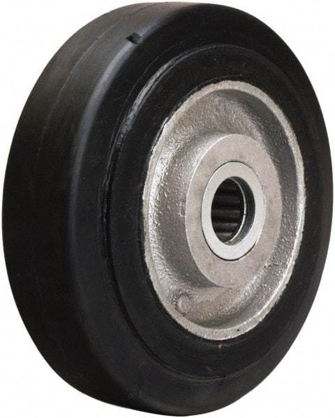 Hamilton - 5 Inch Diameter x 1-1/2 Inch Wide, Rubber on Aluminum Caster Wheel - 240 Lb. Capacity, 1-3/4 Inch Hub Length, 3/4 Inch Axle Diameter, Straight Roller Bearing - Makers Industrial Supply