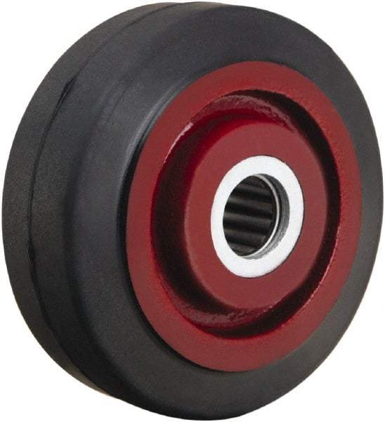 Hamilton - 4 Inch Diameter x 1-1/2 Inch Wide, Rubber on Cast Iron Caster Wheel - 200 Lb. Capacity, 1-5/8 Inch Hub Length, 1-3/16 Inch Axle Diameter, Plain Bore Bearing - Makers Industrial Supply