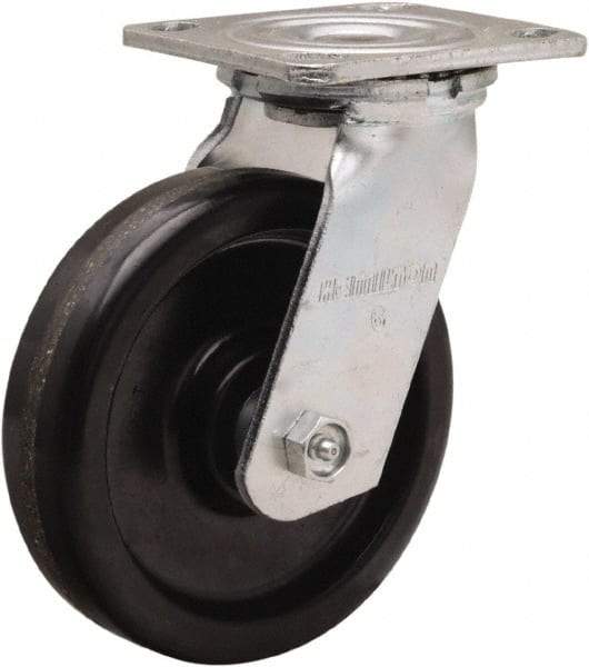 Hamilton - 6" Diam x 1-1/2" Wide x 7-1/2" OAH Top Plate Mount Swivel Caster - Phenolic, 550 Lb Capacity, Straight Roller Bearing, 4 x 4-1/2" Plate - Makers Industrial Supply