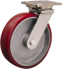 Hamilton - 8" Diam x 2" Wide x 9-1/2" OAH Top Plate Mount Swivel Caster - Polyolefin, 900 Lb Capacity, Delrin Bearing, 4 x 5" Plate - Makers Industrial Supply