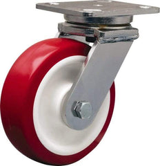 Hamilton - 6" Diam x 2" Wide x 7-1/2" OAH Top Plate Mount Swivel Caster - Polyurethane Mold on Polypropylene, 1,000 Lb Capacity, Delrin Bearing, 4 x 5" Plate - Makers Industrial Supply