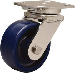 Hamilton - 5" Diam x 2" Wide x 6-1/2" OAH Top Plate Mount Swivel Caster - Polyurethane, 900 Lb Capacity, Stainless Steel Double Shielded Precision Ball Bearing, 4 x 5" Plate - Makers Industrial Supply