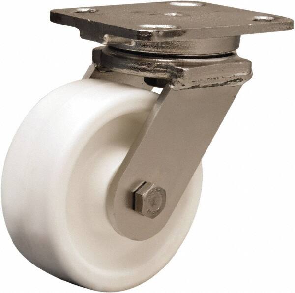 Hamilton - 5" Diam x 2" Wide x 6-1/2" OAH Top Plate Mount Swivel Caster - Polyolefin, 650 Lb Capacity, Delrin Bearing, 4 x 5" Plate - Makers Industrial Supply