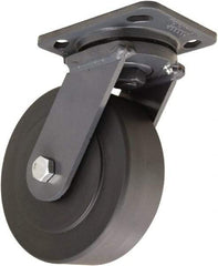 Hamilton - 6" Diam x 2" Wide x 7-1/2" OAH Top Plate Mount Swivel Caster - Nylon, 2,000 Lb Capacity, Sealed Precision Ball Bearing, 4 x 5" Plate - Makers Industrial Supply