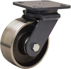 Hamilton - 5" Diam x 2" Wide x 6-1/2" OAH Top Plate Mount Swivel Caster - Forged Steel, 1,500 Lb Capacity, Tapered Roller Bearing, 4 x 5" Plate - Makers Industrial Supply