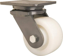 Hamilton - 4" Diam x 2" Wide x 5-5/8" OAH Top Plate Mount Swivel Caster - Nylon, Sealed Precision Ball Bearing, 4 x 5" Plate - Makers Industrial Supply