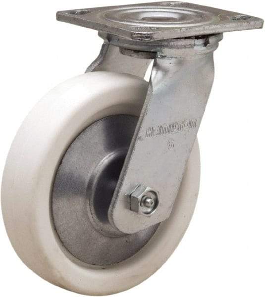 Hamilton - 6" Diam x 1-1/2" Wide x 7-1/2" OAH Top Plate Mount Swivel Caster - Polyolefin, 525 Lb Capacity, Delrin Bearing, 4 x 4-1/2" Plate - Makers Industrial Supply