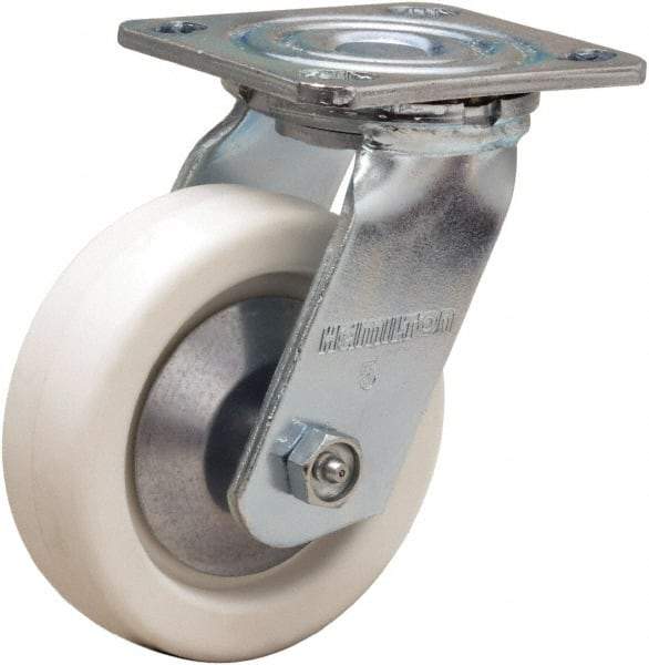 Hamilton - 5" Diam x 1-1/2" Wide x 6-1/2" OAH Top Plate Mount Swivel Caster - Polyolefin, 400 Lb Capacity, Delrin Bearing, 4 x 4-1/2" Plate - Makers Industrial Supply