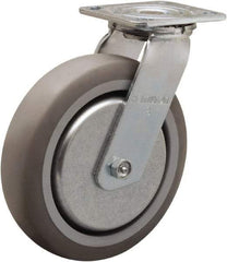 Hamilton - 8" Diam x 2" Wide x 9-1/2" OAH Top Plate Mount Swivel Caster - Rubber Mold on Polyolefin, 500 Lb Capacity, Straight Roller Bearing, 4 x 4-1/2" Plate - Makers Industrial Supply