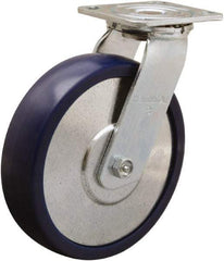 Hamilton - 8" Diam x 2" Wide x 9-1/2" OAH Top Plate Mount Swivel Caster - Polyurethane, 900 Lb Capacity, Sealed Precision Ball Bearing, 4 x 4-1/2" Plate - Makers Industrial Supply