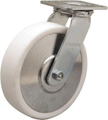 Hamilton - 8" Diam x 2" Wide x 9-1/2" OAH Top Plate Mount Swivel Caster - Polyolefin, 900 Lb Capacity, Delrin Bearing, 4 x 4-1/2" Plate - Makers Industrial Supply