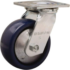 Hamilton - 5" Diam x 2" Wide x 6-1/2" OAH Top Plate Mount Swivel Caster - Polyurethane, 900 Lb Capacity, Sealed Precision Ball Bearing, 4 x 4-1/2" Plate - Makers Industrial Supply