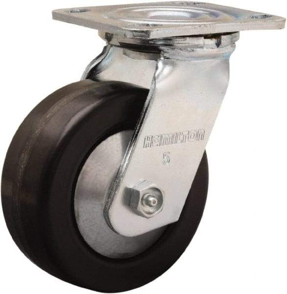 Hamilton - 5" Diam x 2" Wide x 6-1/2" OAH Top Plate Mount Swivel Caster - Phenolic, 900 Lb Capacity, Straight Roller Bearing, 4 x 4-1/2" Plate - Makers Industrial Supply