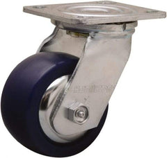 Hamilton - 4" Diam x 2" Wide x 5-5/8" OAH Top Plate Mount Swivel Caster - Polyurethane, 750 Lb Capacity, Straight Roller Bearing, 4 x 4-1/2" Plate - Makers Industrial Supply