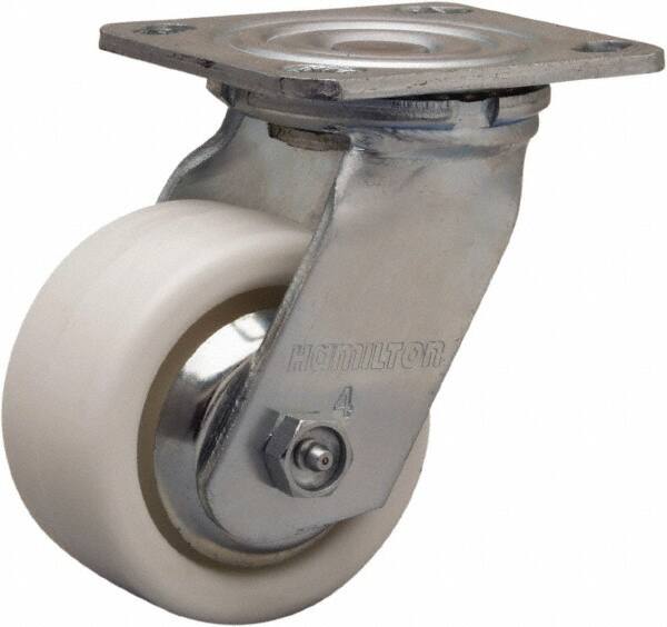 Hamilton - 4" Diam x 2" Wide x 5-5/8" OAH Top Plate Mount Swivel Caster - Polyolefin, 550 Lb Capacity, Delrin Bearing, 4 x 4-1/2" Plate - Makers Industrial Supply