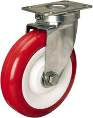 Hamilton - 5" Diam x 1-3/8" Wide x 6-1/4" OAH Top Plate Mount Swivel Caster - Polyurethane Mold on Polypropylene, 325 Lb Capacity, Delrin Bearing, 2-3/8 x 3-5/8" Plate - Makers Industrial Supply