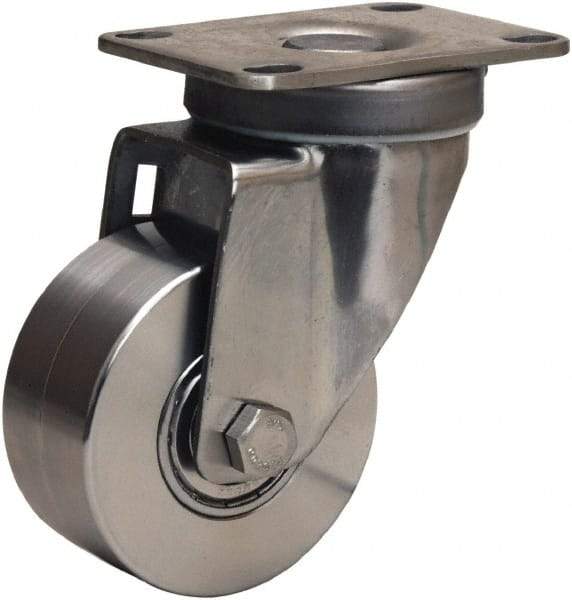 Hamilton - 3" Diam x 1-3/8" Wide x 4-5/8" OAH Top Plate Mount Swivel Caster - Forged Steel, 325 Lb Capacity, Stainless Steel Precision Ball Bearing, 2-3/8 x 3-5/8" Plate - Makers Industrial Supply